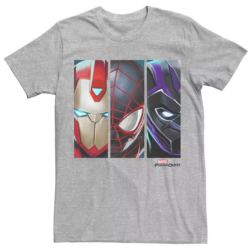 Mens Marvel Puzzle Quest Iron Man, Spider-Man & Black Panther Graphic Tee Athletic Grey Product Image