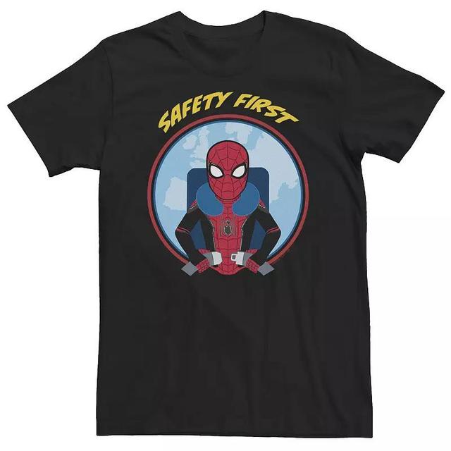 Big & Tall Marvel Spider-Man Far From Home Safety First Circle Portrait Tee, Mens Product Image