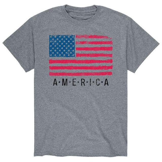 Big & Tall US Flag Tee, Mens Med Grey Product Image