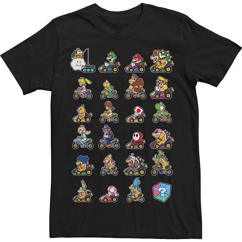 Big & Tall Mario Kart Character Stacks Tee, Mens Black Product Image