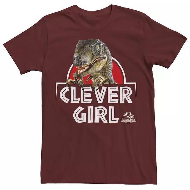 Mens Jurassic Park Velociraptor Real Clever Tee Red Product Image