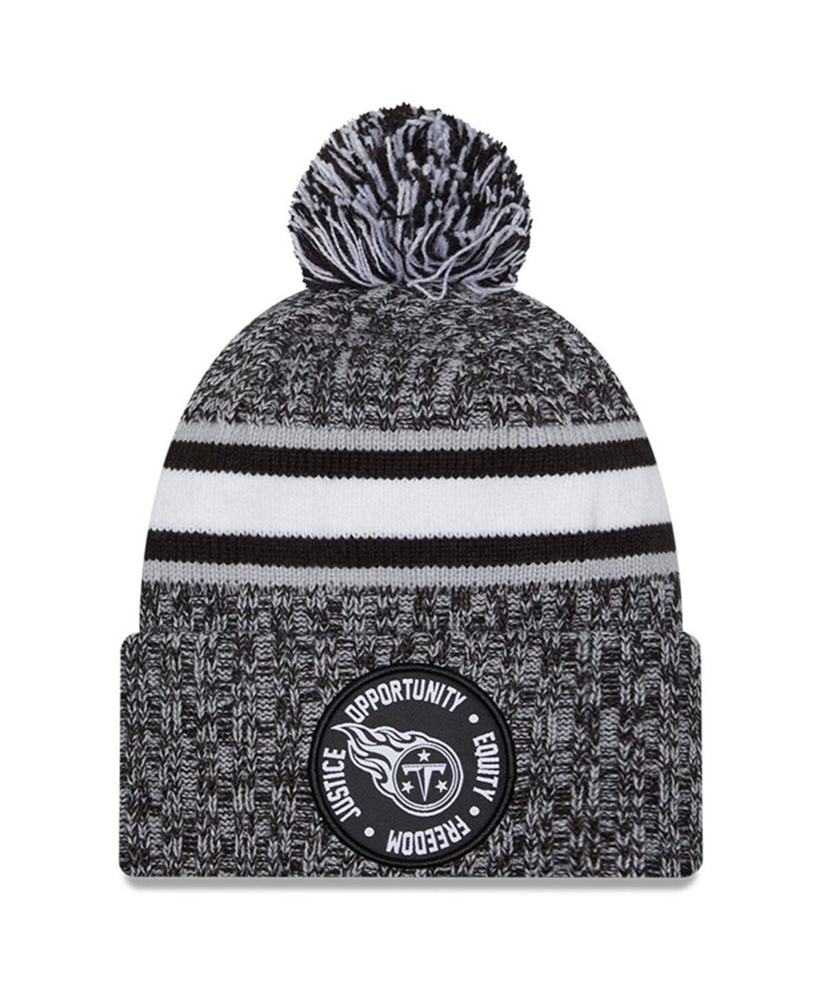 Mens New Era Heather Black Tennessee Titans 2023 Inspire Change Cuffed Knit Hat with Pom Product Image