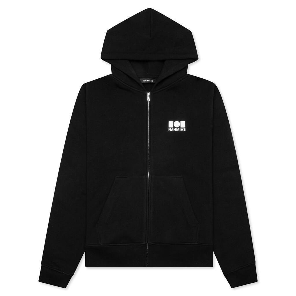 Logo Zip Up Hoodie - Black Male Product Image