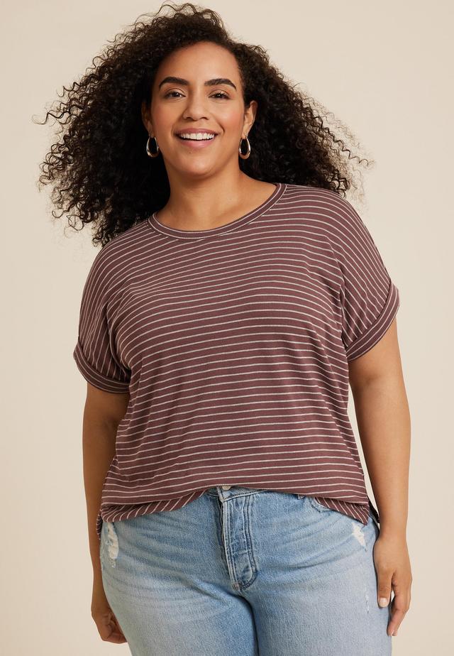 Maurices 0X Plus Size Womens 24/7 Clara Textured Short Sleeve Tee Product Image