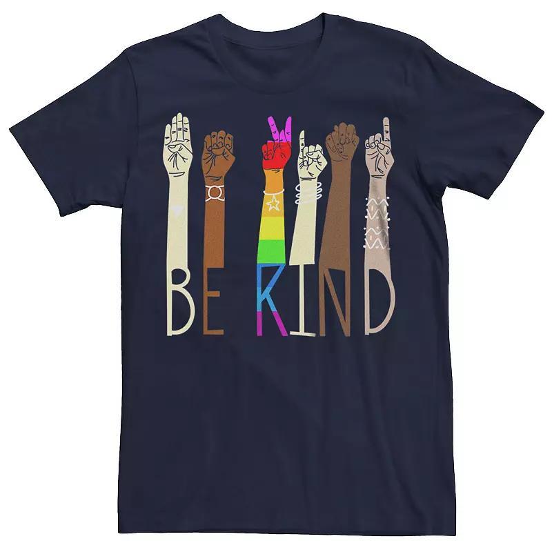 Mens Pride Be Kind ASL Sign Language Hands Graphic Tee Blue Product Image