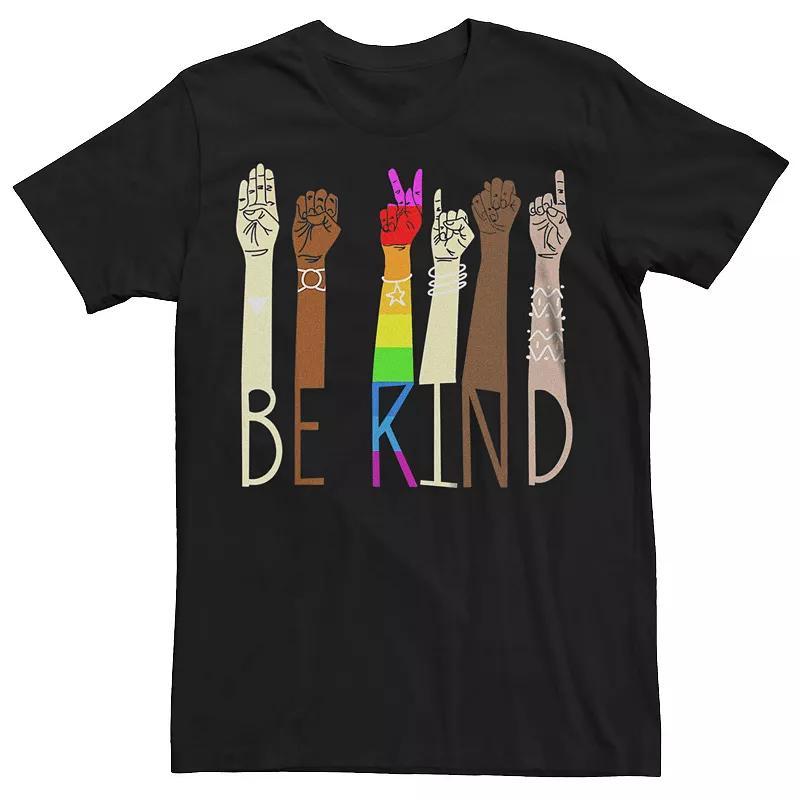 Mens Pride Be Kind ASL Sign Language Hands Graphic Tee Product Image