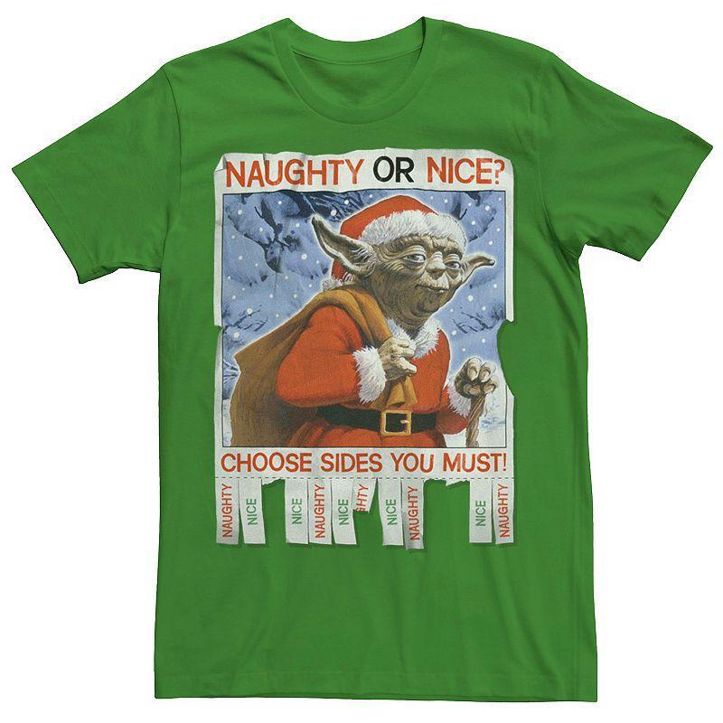 Mens Star Wars Yoda Naughty Or Nice Flyer Christmas Graphic Tee Product Image