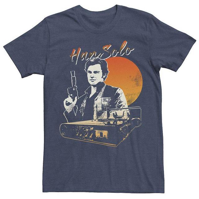 Mens Star Wars Han Solo Movie Rides Into A Sunset Tee Navy Grey Product Image