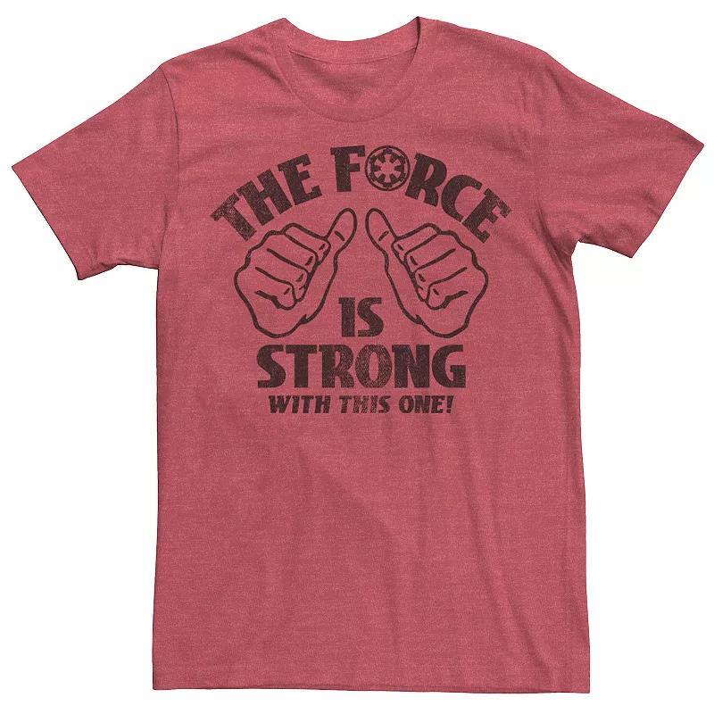 Mens Star Wars The Force is Strong Quote Thumbs-Up Tee Red Grey Product Image