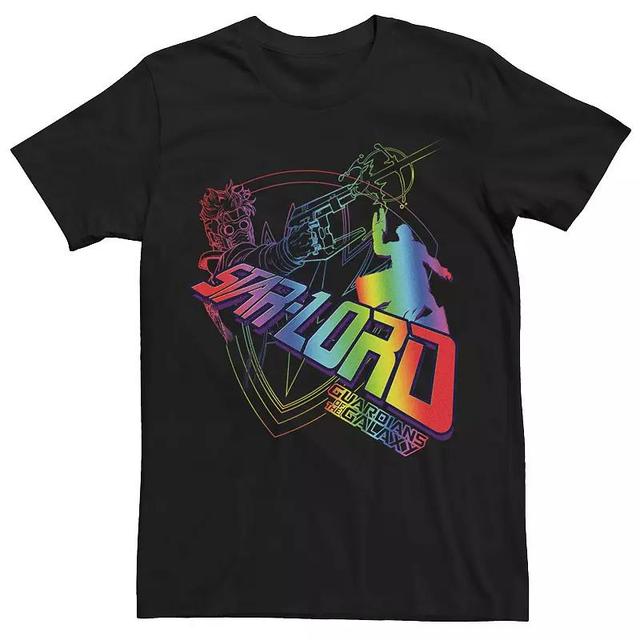 Mens Marvel Guardians of Galaxy Star-Lord Rainbow Logo Graphic Tee Black Product Image