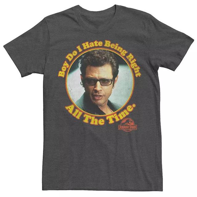 Mens Jurassic Park Hate Being Right All The Time Tee Grey Heather Product Image