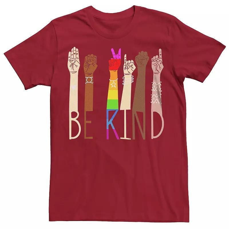 Mens Pride Be Kind ASL Sign Language Hands Graphic Tee Blue Product Image