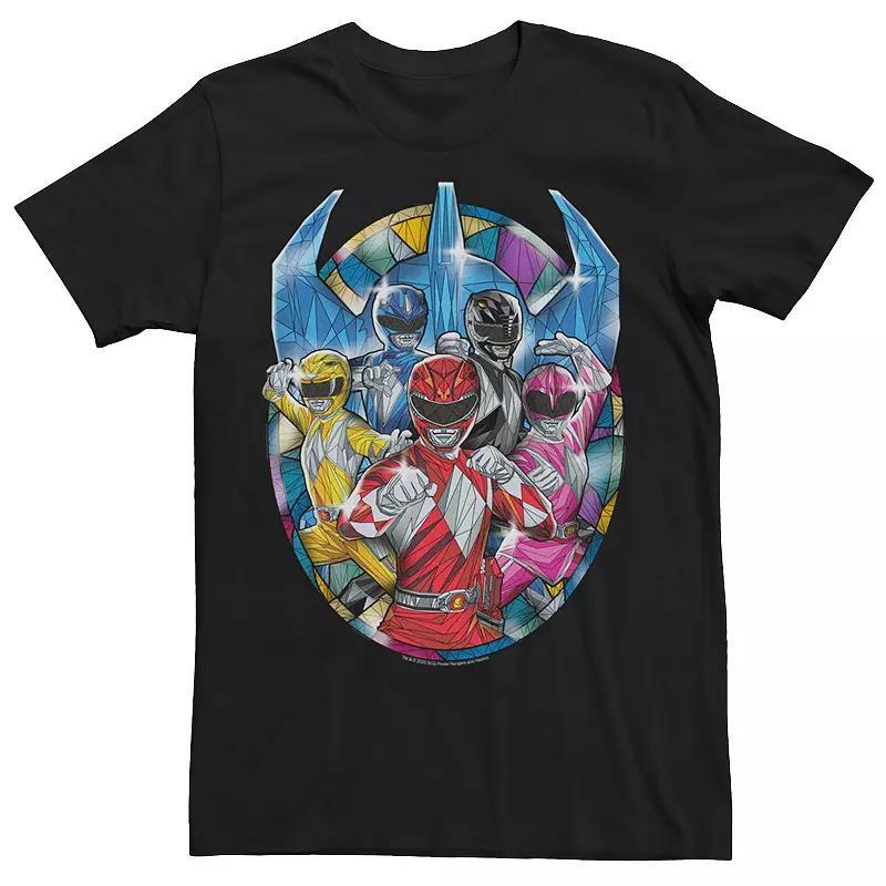 Mens Power Rangers Stained Glass Group Shot Tee Black Product Image