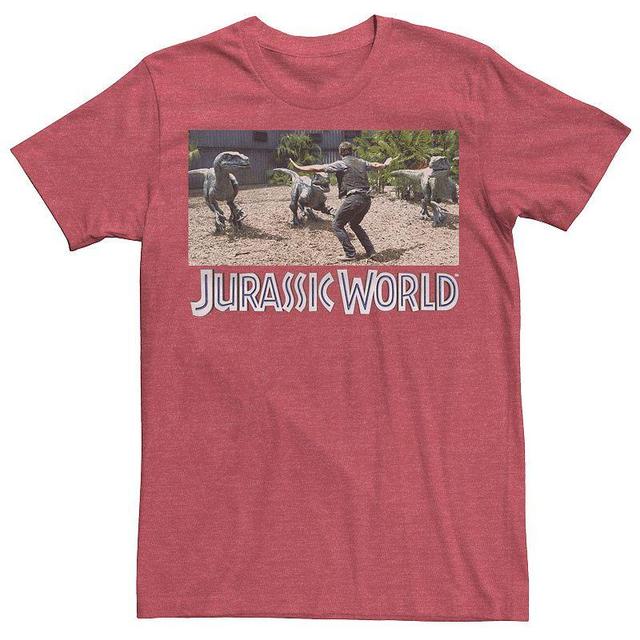 Mens Jurassic World Owen Raptor Pack Trainer Graphic Tee Red Grey Product Image