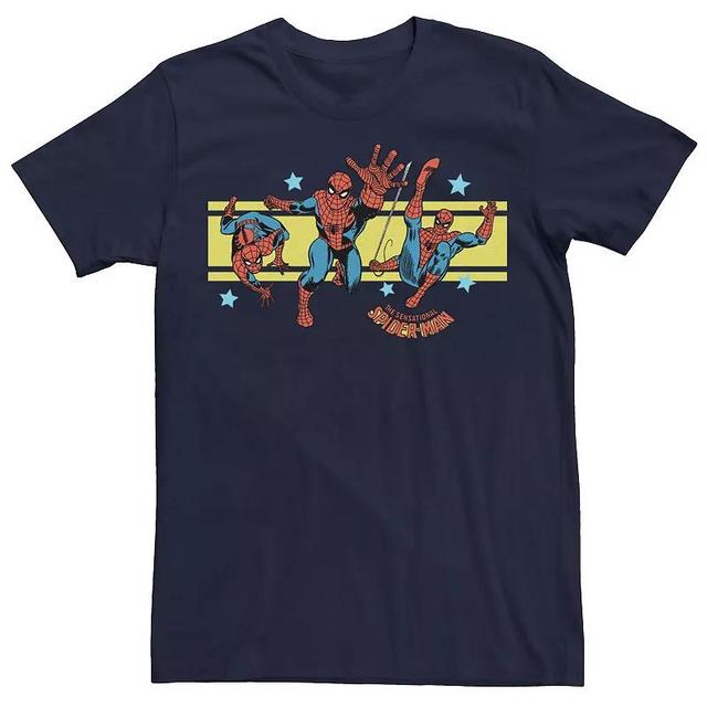 Mens Marvel Spider-Man Sensational Line Up Tee Blue Product Image