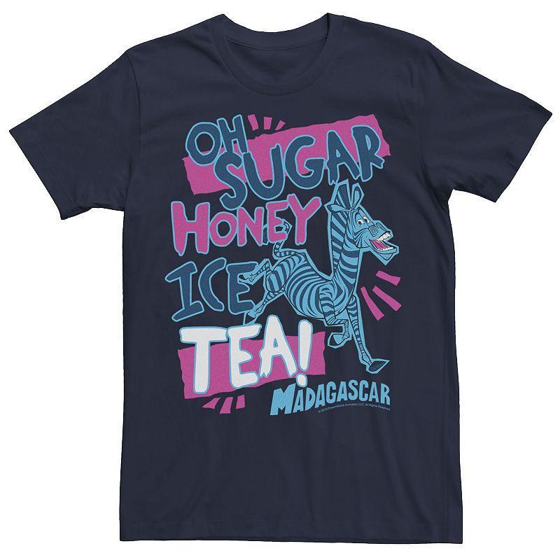 Mens Madagascar Martin Sugar Honey Ice Tea Text Poster Graphic Tee Blue Product Image