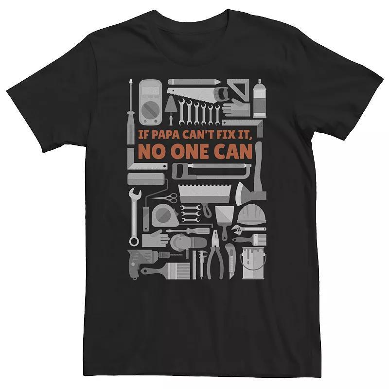 Big & Tall Fathers Day If Papa Cant Fix It, No One Can Tools Tee, Mens Navy Grey Product Image