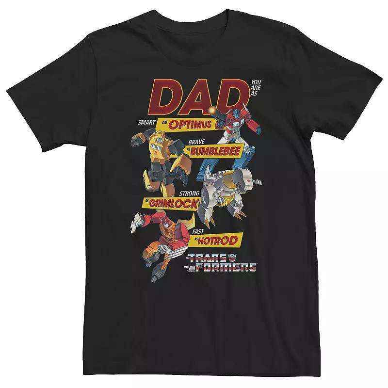 Big & Tall Transformers Dad You Are Smart Brave Strong Fast Tee, Mens, Size: 3XL, Black Product Image