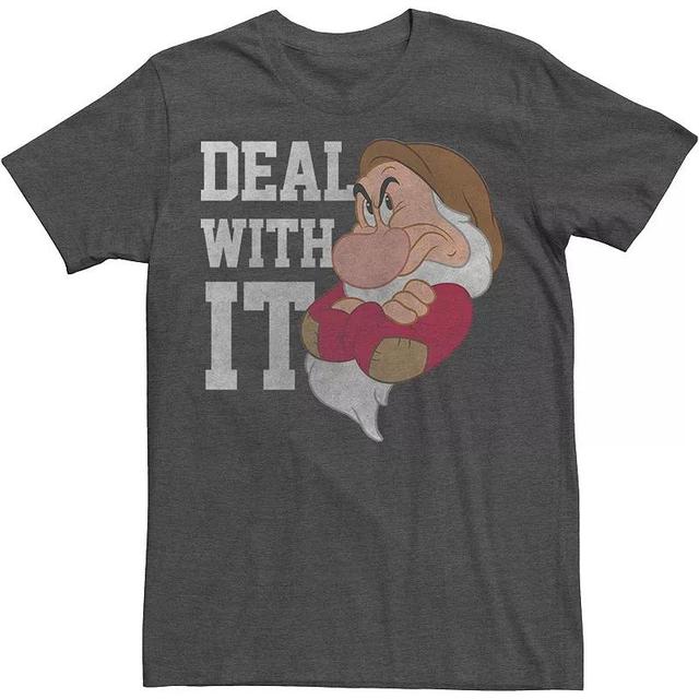 Disneys Snow White Grumpy Big & Tall Deal With It Portrait Tee, Mens Grey Heather Product Image