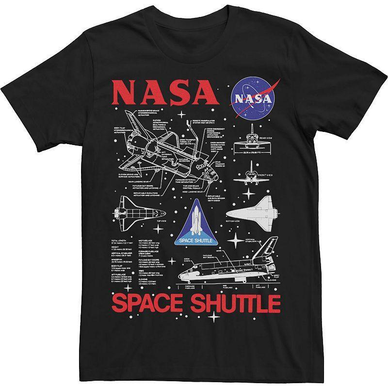 Big & Tall NASA Space Shuttle Schematics Tee, Mens Black Product Image