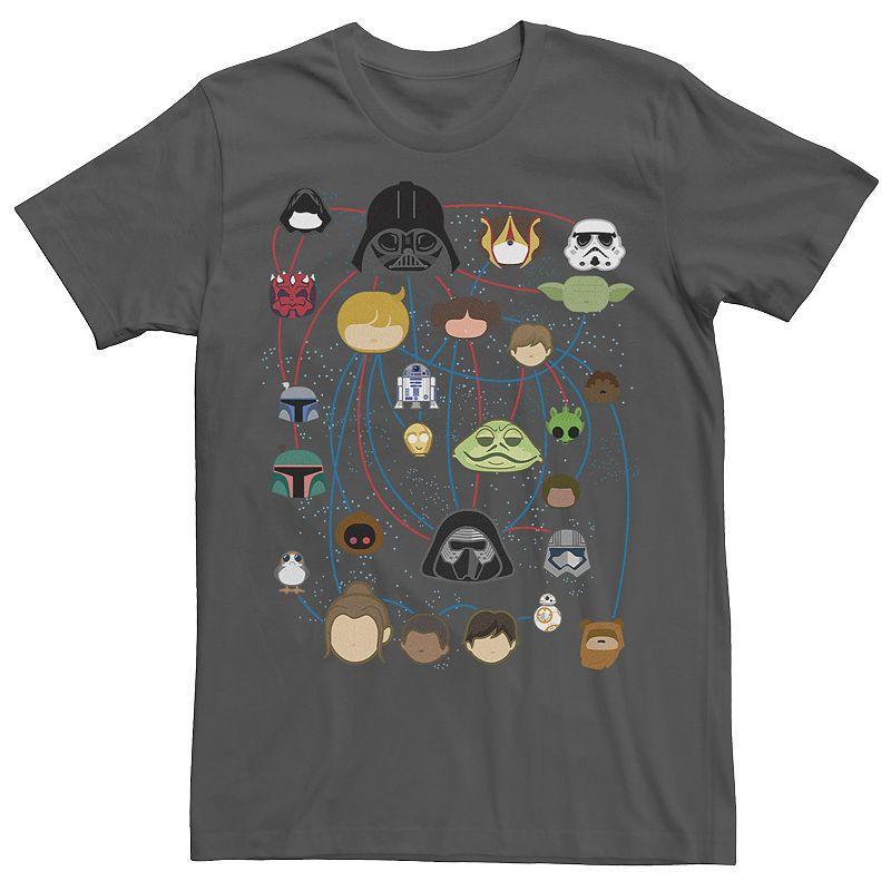 Mens Star Wars Family Tree Kawaii Portrait Tee Grey Product Image