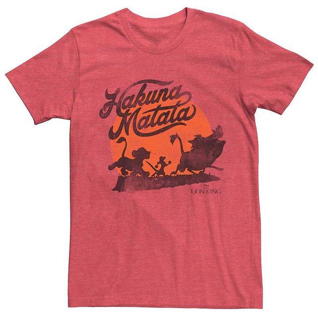 Disneys Lion King Hakuna Matata Vintage Sunset Logo Mens Tee Red Grey Product Image