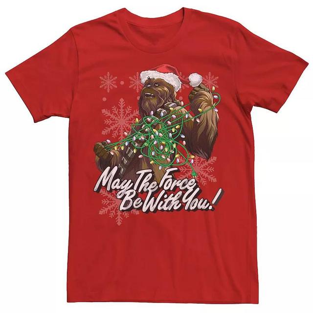 Mens Star Wars Chewbacca Tangled Christmas Lights Graphic Tee Product Image