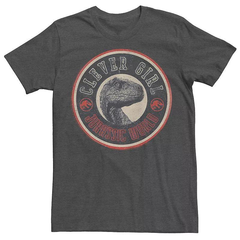 Big & Tall Jurassic World Retro Clever Girl Circle Logo Tee, Mens Grey Heather Product Image