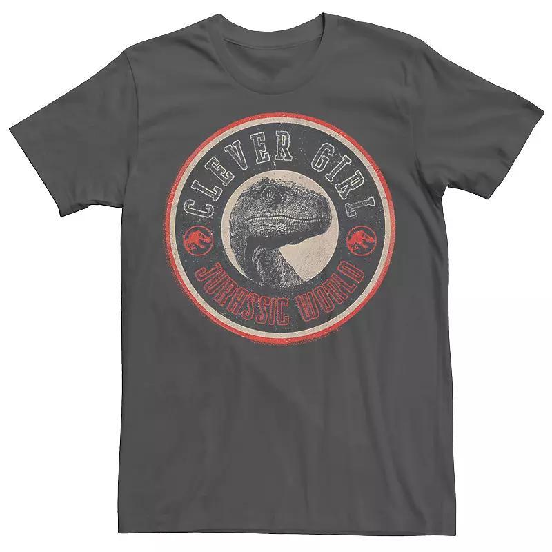 Mens Jurassic World Retro Clever Girl Circle Logo Tee Grey Product Image