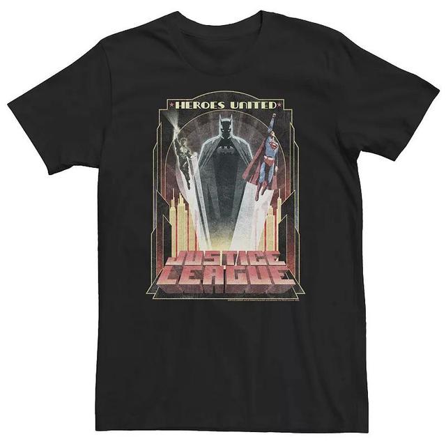 Big & Tall DC Comics Justice League Heroes United City Poster Tee, Mens Product Image