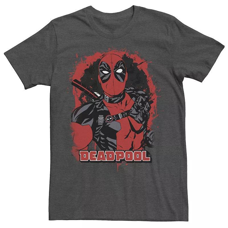 Mens Marvel Deadpool Paint Splatted Super Hero Tee Grey Heather Product Image