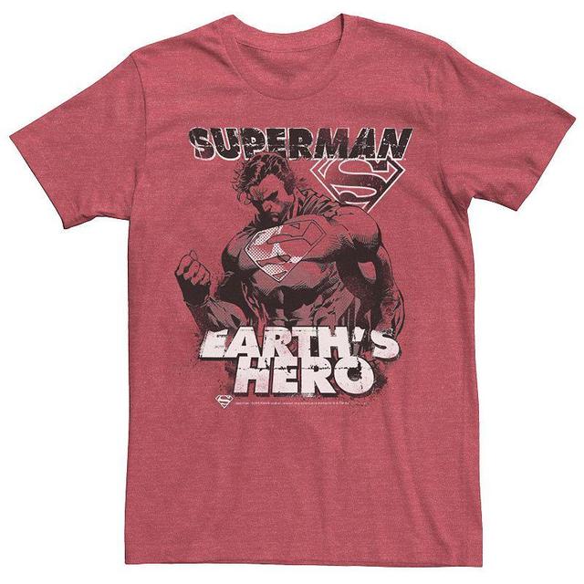 Mens DC Comics Superman Earths Hero Sketched Poster Tee Royal Grey Product Image