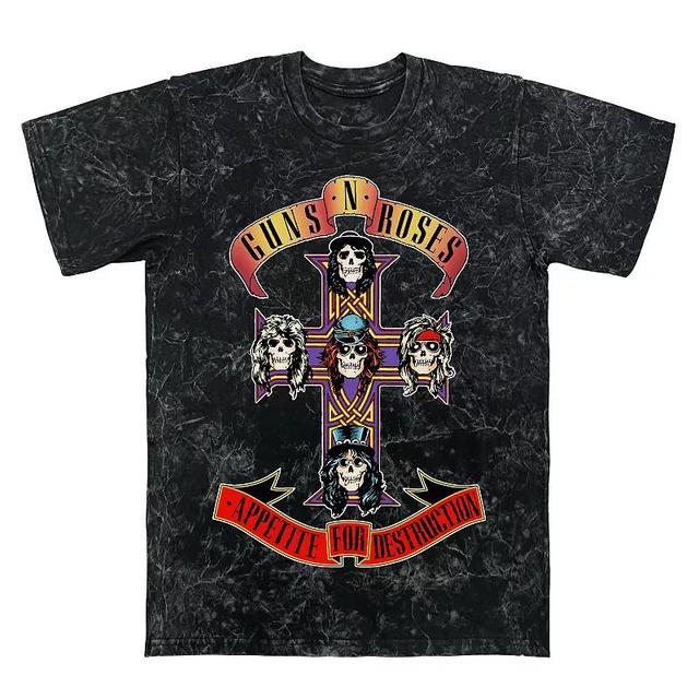 Mens Guns N Roses Appetite For Destruction Cross Mineral Wash Graphic Tee Product Image