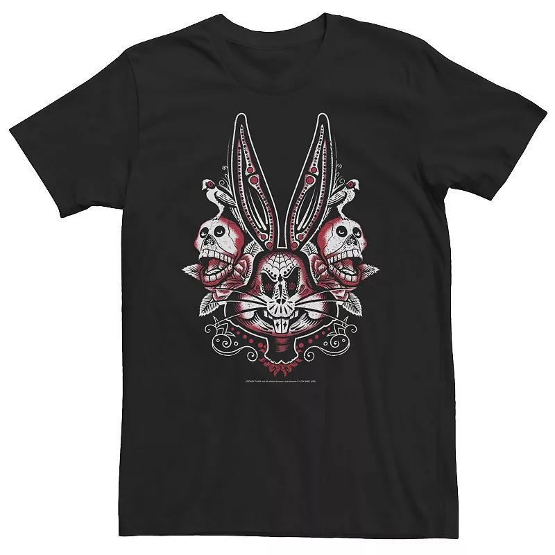 Big & Tall Looney Tunes Bugs Bunny Red Sugar Skull Tee, Mens Product Image