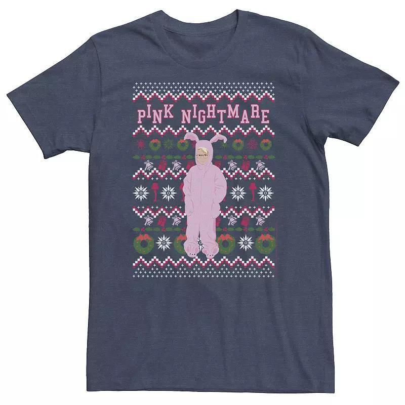 Big & Tall A Christmas Story Ralphie Pink Nightmare Ugly Christmas Sweater Tee, Mens Product Image