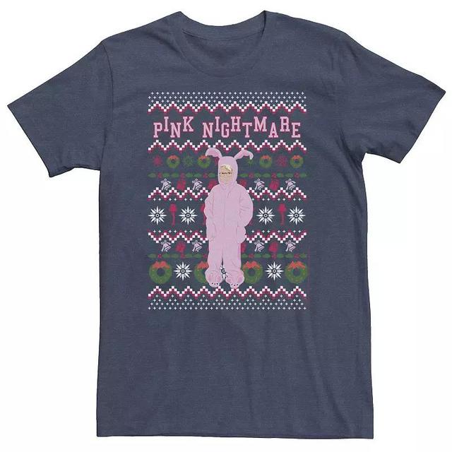 Big & Tall A Christmas Story Ralphie Pink Nightmare Ugly Christmas Sweater Tee, Mens Product Image