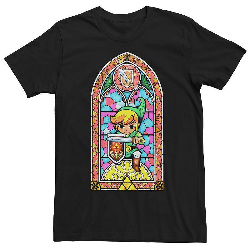 Mens Nintendo Legend Of Zelda Link Stained Glass Tee Black Product Image