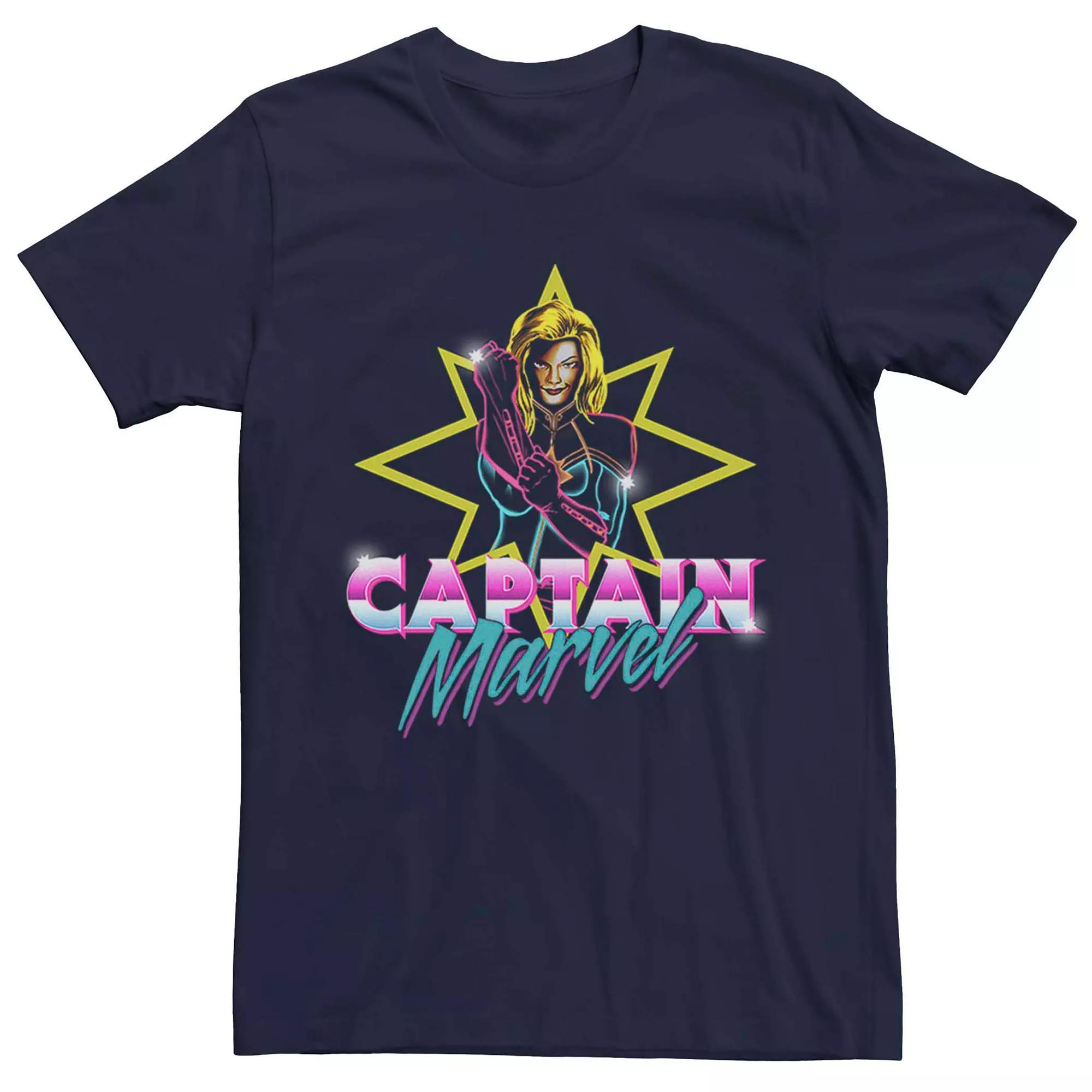 Mens Captain Marvel Neon Graphic Tee Blue Product Image