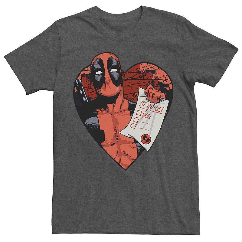 Mens Deadpool Heart Tee Grey Heather Product Image