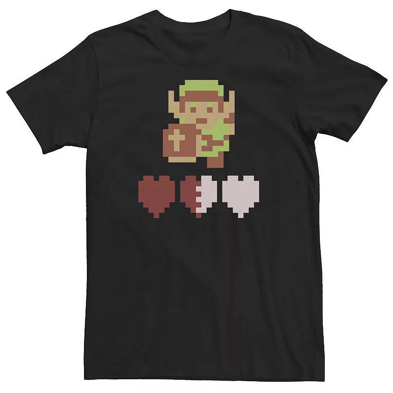 Big & Tall Nintendo Legend Of Zelda Link Heart Meter Pixel Art Portrait Tee, Mens Product Image