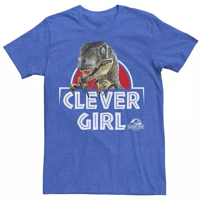 Mens Jurassic Park Velociraptor Real Clever Tee Navy Grey Product Image