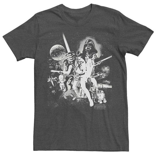 Mens Star Wars Black And White Movie Poster Tee Blue Product Image