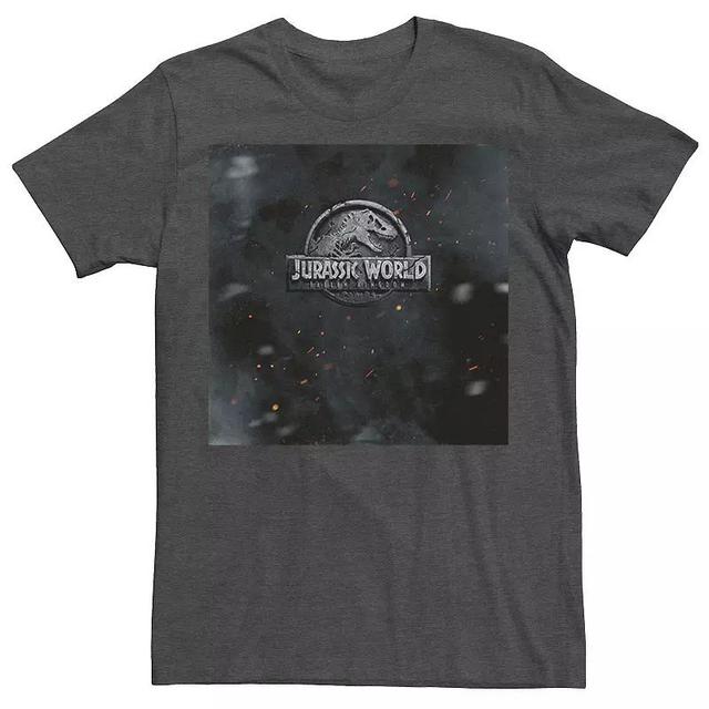 Mens Jurassic World Two Fallen Kingdom Movie Poster Tee Grey Product Image