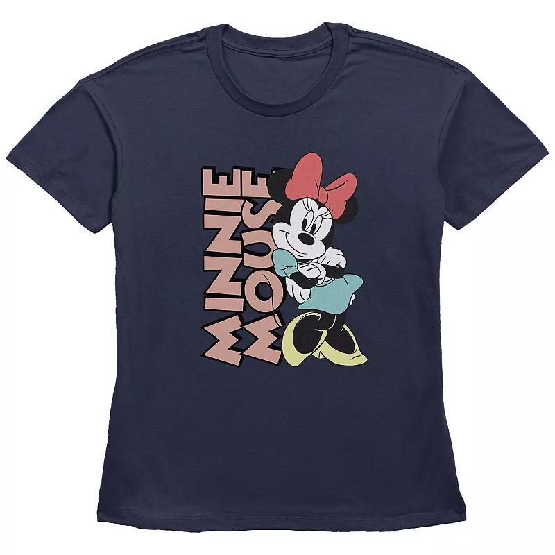 Disneys Minnie Mouse Lean On Me Womens Graphic Tee Blue Product Image