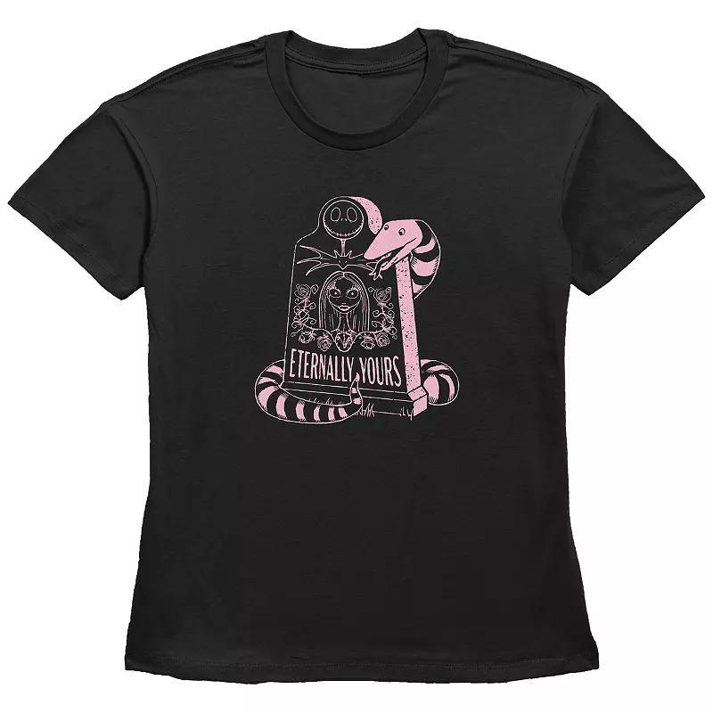 Disneys The Nightmare Before Christmas Jack Skellington And Sally Eternally Yours Gravestone Womens Graphic Tee Product Image