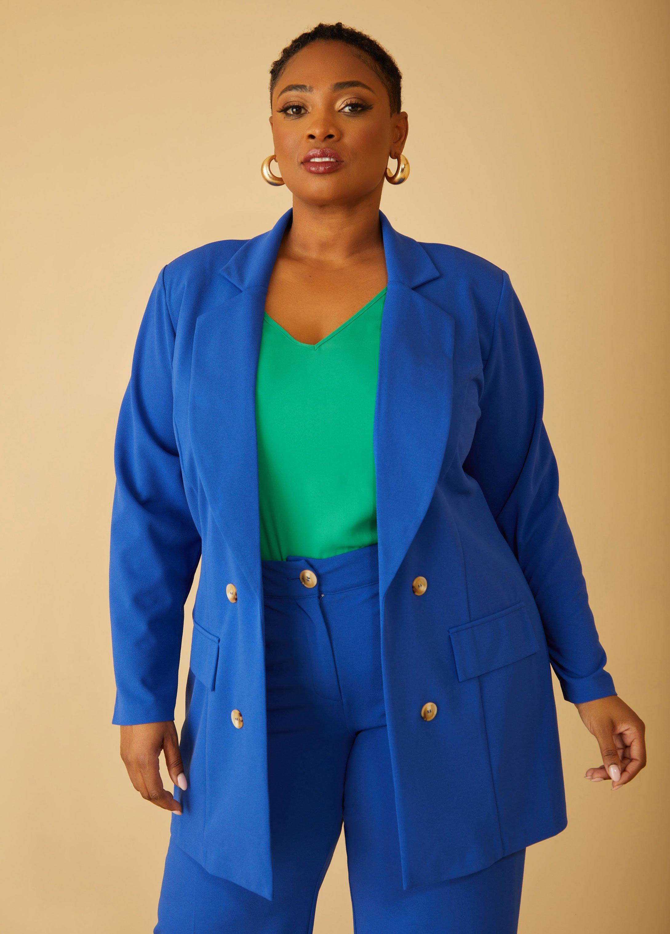 Plus Size Stretch Crepe Boyfriend Blazer Ashley Stewart Product Image