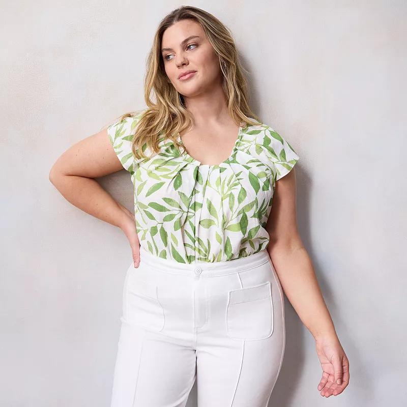 Plus Size LC Lauren Conrad Pleated Top, Womens Product Image