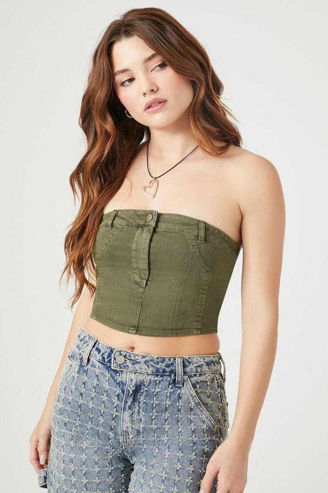 Cropped Twill Tube Top | Forever 21 Product Image