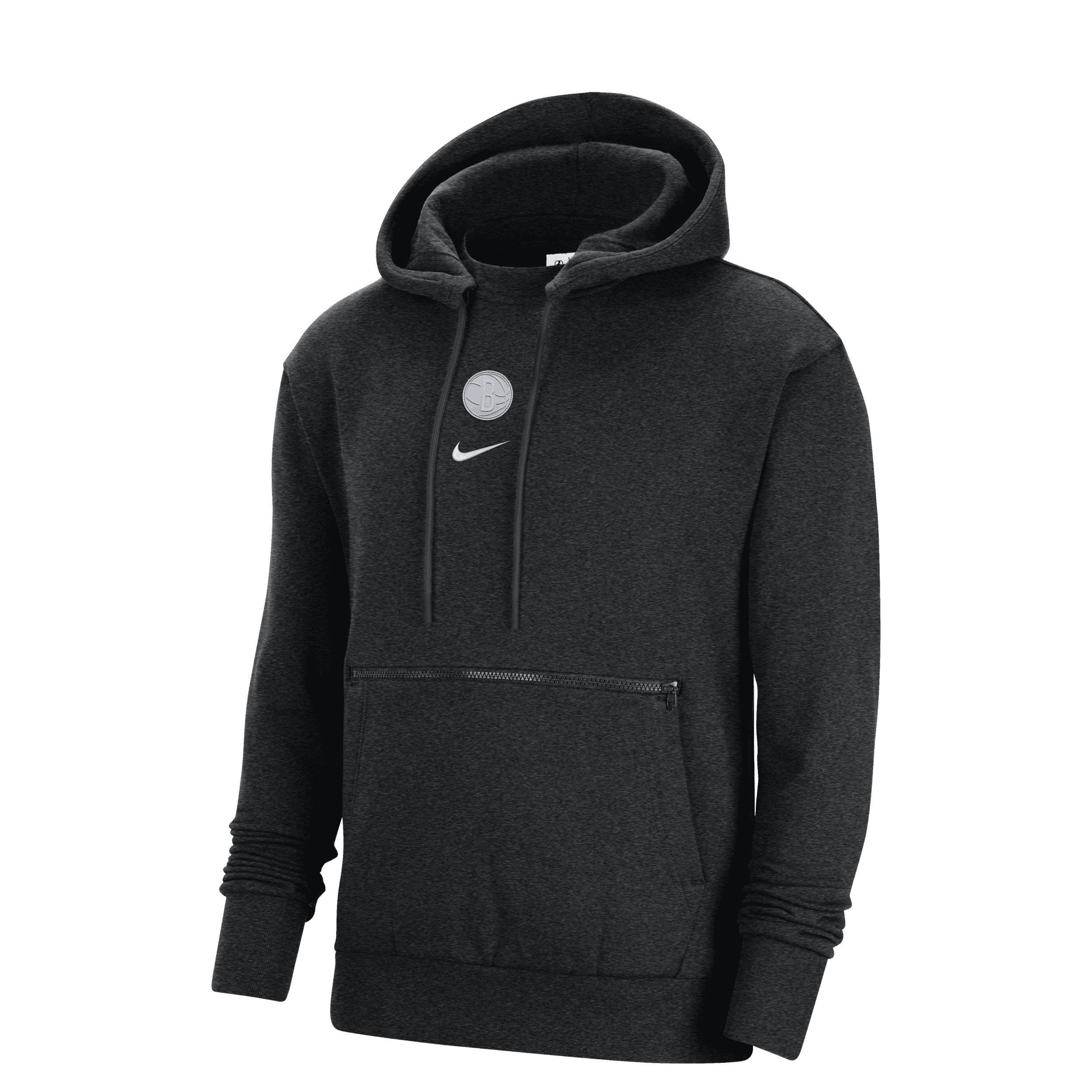 Mens Nike Heather Black Brooklyn Nets Courtside Versus Flight Pullover Hoodie Product Image