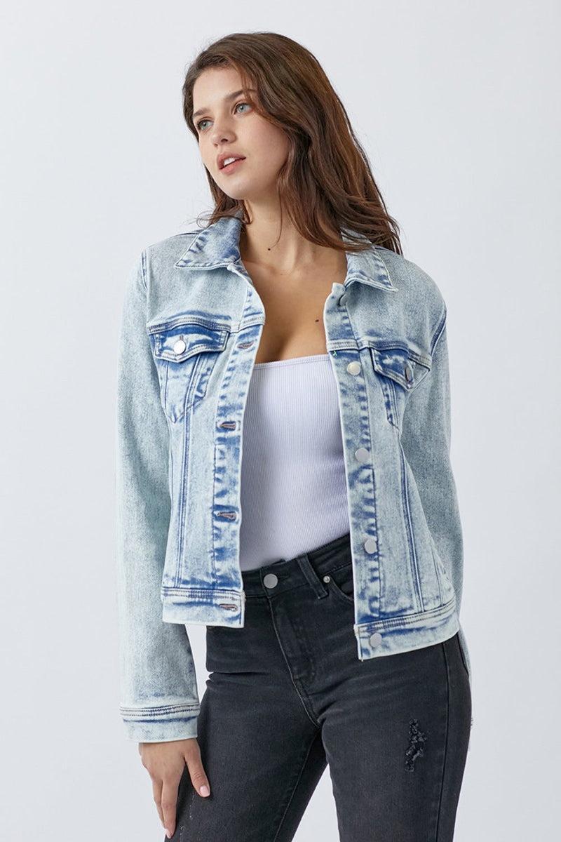 Risen Button Up Acid Washed Denim Jacket product image